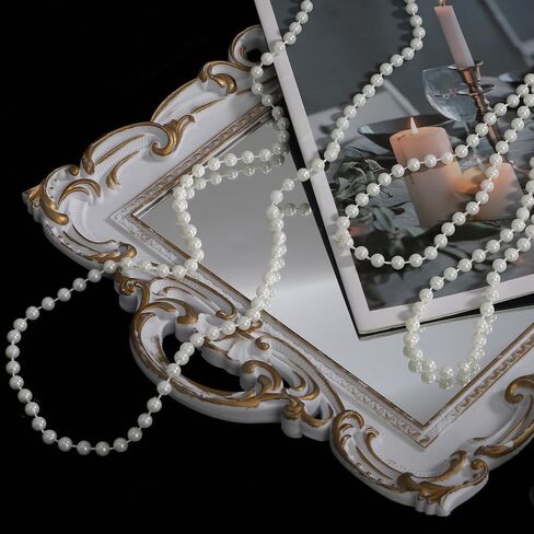 Okllen 60 PCS Faux Pearl Bead Necklaces, 31" String of Pearls, 6mm Pearl Necklace Bulk for Wedding Bridal Shower, Mardi Gras Parade Throws, Birthday Party Favors & 1920s Flapper Costume Accessories, Off-white in Kuwait