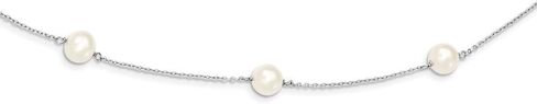 925 Sterling Silver 7-8mm Freshwater Cultured 9 Station Pearl Necklace in Kuwait