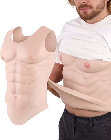Realistic Silicone Muscle Suit Men Chest Plate Enhanced Fake Abs & Pecs Vest for Cosplay, Halloween, Costume Party in Saudi Arabia
