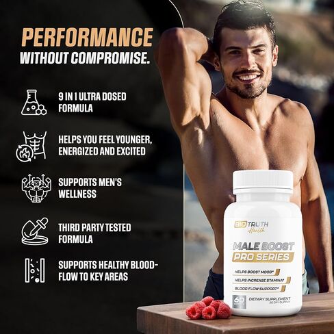 Male Boost PRO Series - The Ultimate Male Supplement - Pills for Men Fast Acting Blood Flow for Manhood, Muscle, Strength, Stamina - Overall Test Level Support - HornyGoatWeed + 8 More - 60 Capsules in Saudi Arabia
