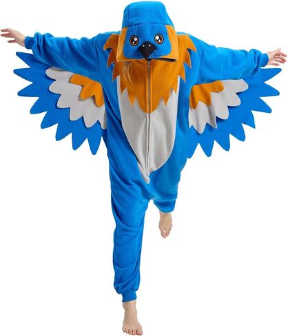 Eastern Bluebird Onesie Pajamas for Adults, Bluebird Halloween Costume Cosplay One-Piece for Women and Men in Saudi Arabia