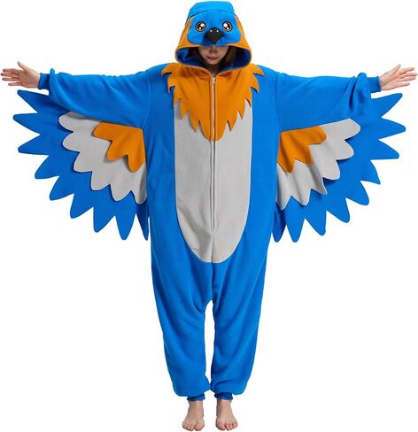 Eastern Bluebird Onesie Pajamas for Adults, Bluebird Halloween Costume Cosplay One-Piece for Women and Men in Saudi Arabia