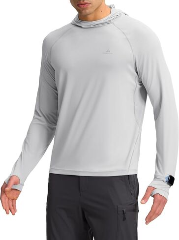 Pioneer Camp Men's UPF 50+ Sun Hoodie Shirt Long Sleeve Quick Dry Rash Guard Thumb Holes Watch Window Fishing Hiking Golf in Kuwait