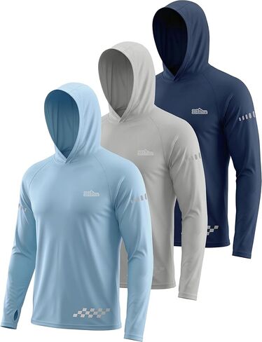 3 Pack UPF 50+ Sun Protection Mens Hoodie Long Sleeve SPF Fishing Shirt Swim Rash Guard Athletic Workout Tops in Saudi Arabia