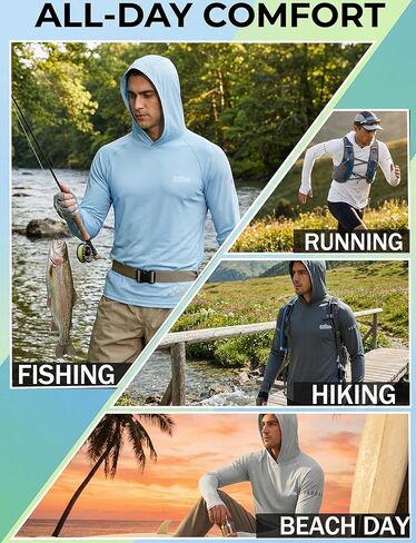 3 Pack UPF 50+ Sun Protection Mens Hoodie Long Sleeve SPF Fishing Shirt Swim Rash Guard Athletic Workout Tops in Saudi Arabia