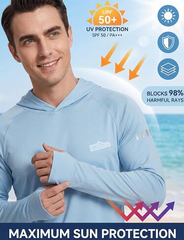 3 Pack UPF 50+ Sun Protection Mens Hoodie Long Sleeve SPF Fishing Shirt Swim Rash Guard Athletic Workout Tops in Saudi Arabia
