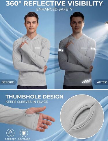 3 Pack UPF 50+ Sun Protection Mens Hoodie Long Sleeve SPF Fishing Shirt Swim Rash Guard Athletic Workout Tops in Saudi Arabia
