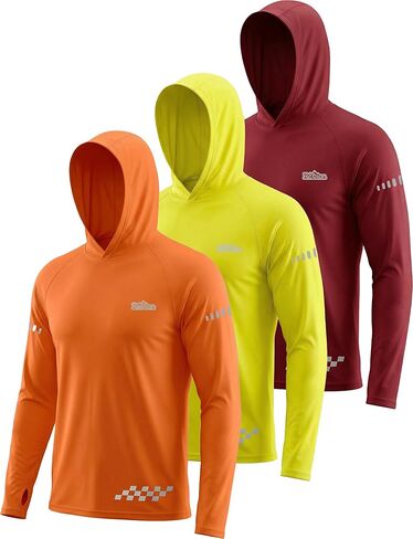 3 Pack UPF 50+ Sun Protection Mens Hoodie Long Sleeve SPF Fishing Shirt Swim Rash Guard Athletic Workout Tops in Saudi Arabia