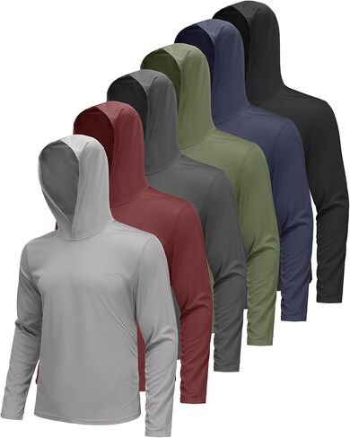 6 Pack Men's Sun Protection Long Sleeve UV Protection SPF Lightweight Quick Dry Athletic Fishing Outdoor Hiking Rash Guard in Saudi Arabia