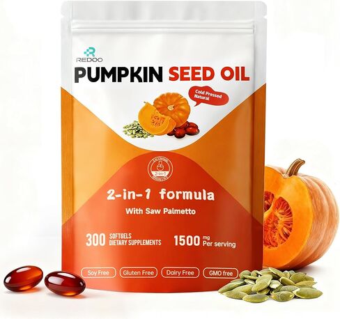 Pumpkin Seed Oil 1500mg High Potency – Extra Strength Supplement for Prostate Health & Frequent Urination, Natural DHT Blocker for Hair Growth, Supports Healthy Skin & Men’s Wellness – 300 Softgels in Saudi Arabia