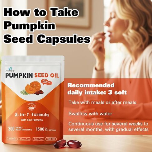 Pumpkin Seed Oil 1500mg High Potency – Extra Strength Supplement for Prostate Health & Frequent Urination, Natural DHT Blocker for Hair Growth, Supports Healthy Skin & Men’s Wellness – 300 Softgels in Saudi Arabia