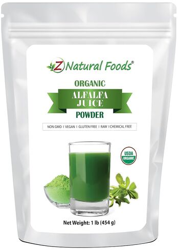 Z Natural Foods Organic Alfalfa Juice Powder, Green Grass Superfood Powder, Mix in Smoothies, Drinks, Recipes - Raw, All Natural, Non GMO, Vegan, Gluten Free - 1 lb in Saudi Arabia