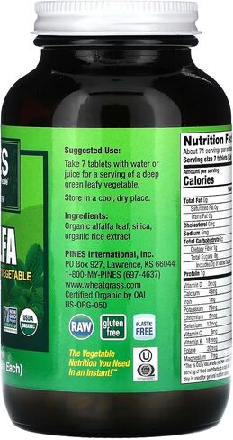 Alfalfa - Organic - Tablets - 500 Tablets by Pines International in Kuwait