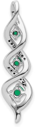 Diamond2Deal 14k White Gold 3-stone Twisted Diamond and Emerald Chain Slide Pendant fine Jewelry Gift for Women in Kuwait