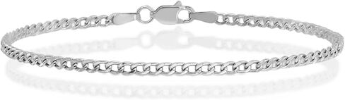 IceCarats 14K White Gold 2.5mm Curb Chain Link Bracelet Anklet, Polished in Kuwait