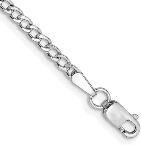IceCarats 14K White Gold 2.5mm Curb Chain Link Bracelet Anklet, Polished in Kuwait