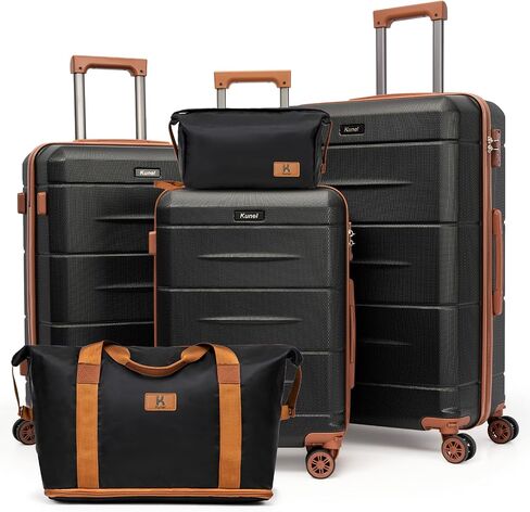 KUNEL Luggage Sets 5 Piece Hardshell Suitcase Sets with Detachable Spinner Wheels, ABS Carry on Luggage with TSA Lock,Travel,Black（20/24/28 Inch in Saudi Arabia