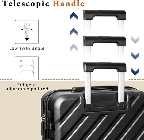 Carry on Luggage Sets,Suitcases with Detachable Wheels,Hardshell 22x14x9 Airline Approved,Durable Travel Luggage Sets with Combination Lock,Carry on Suitcase(20"/DB/TB) in Saudi Arabia