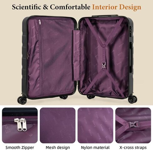 Carry on Luggage Sets,Suitcases with Detachable Wheels,Hardshell 22x14x9 Airline Approved,Durable Travel Luggage Sets with Combination Lock,Carry on Suitcase(20"/DB/TB) in Saudi Arabia