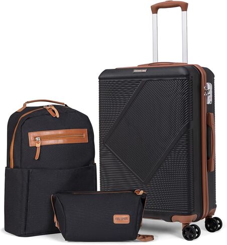 CONCEPTEN Luggage Sets 3 Piece, 20 Inch Carry On Suitcases With Spinner Wheels, Lightweight Travel Luggage With TSA Lock, ABS Hardshell Suitcase (Black) in Saudi Arabia