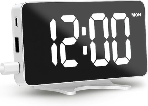 Digital Alarm Clock for Bedroom, Easy Setup Dimmable Dual Desk Clock with Large Numbers, Power-Off Memory Bedside Clock with 5 Alarm Modes, Loud Clocks for Heavy Sleepers in Saudi Arabia