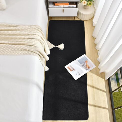 Soft Runner Rugs for Bedroom 2x6, Non Slip Runners for Hallway Kitchen Laundry Dorm Washable, Minimalist Low Pile Long Rugs for Boys Men Girls Kids, Black in Saudi Arabia