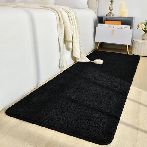 Soft Runner Rugs for Bedroom 2x6, Non Slip Runners for Hallway Kitchen Laundry Dorm Washable, Minimalist Low Pile Long Rugs for Boys Men Girls Kids, Black in Saudi Arabia