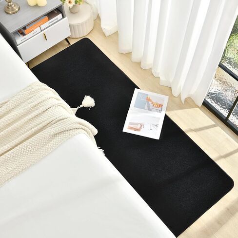 Soft Runner Rugs for Bedroom 2x6, Non Slip Runners for Hallway Kitchen Laundry Dorm Washable, Minimalist Low Pile Long Rugs for Boys Men Girls Kids, Black in Saudi Arabia