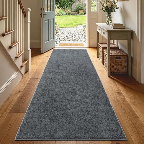 2x6 Washable Runner Rug for Hallway Kitchen Bedroom, Low-Pile Non-Slip Thin Area Rug for Entryway Bathroom, Indoor Carpet for Bedside Laundry Living Room Home Decor (Grey) in Kuwait