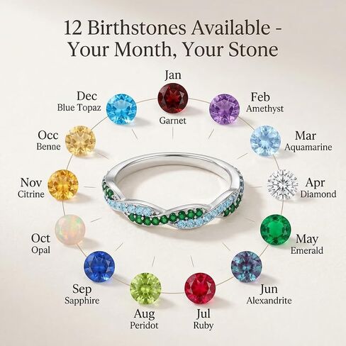 Custom Wavy Birthstone Promise Ring for Women, Personalized Birthstone Rings, Dainty Stackable Wave Ring, Romantic Promise Rings Gift for Girlfriend Wife in Saudi Arabia
