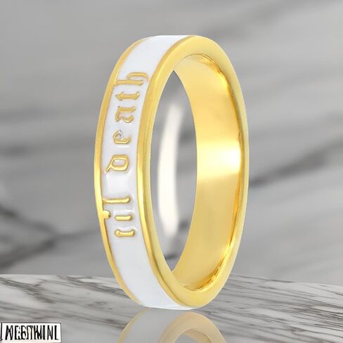 925 Sterling Silver Til Death Band Ring, 4mm Black Enamel, Personalized, Stacking, Wedding, Minimalist, Boho Jewelry for Women in Kuwait