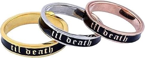 925 Sterling Silver Til Death Band Ring, 4mm Black Enamel, Personalized, Stacking, Wedding, Minimalist, Boho Jewelry for Women in Kuwait