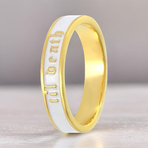 925 Sterling Silver Til Death Band Ring, 4mm Black Enamel, Personalized, Stacking, Wedding, Minimalist, Boho Jewelry for Women in Kuwait