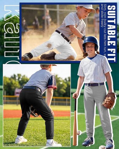Halfchet 3 Pack Boys' Baseball Pants Youth Softball Pants with Pockets Kids Fast Pitch Ball Practice Trousers 4T-14 Years in Kuwait