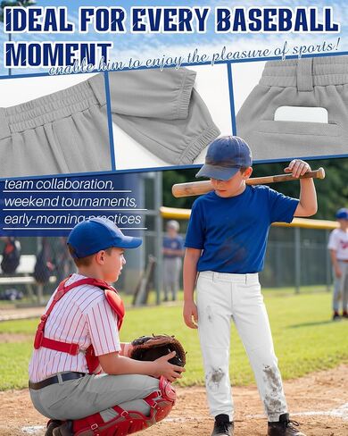 Halfchet 3 Pack Boys' Baseball Pants Youth Softball Pants with Pockets Kids Fast Pitch Ball Practice Trousers 4T-14 Years in Kuwait