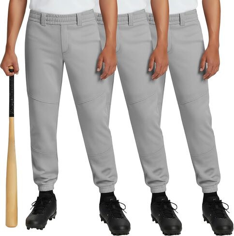 Halfchet 3 Pack Boys' Baseball Pants Youth Softball Pants with Pockets Kids Fast Pitch Ball Practice Trousers 4T-14 Years in Kuwait