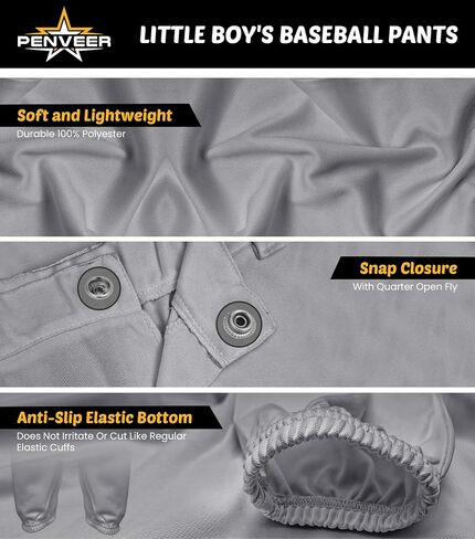 Pull-Up Youth Baseball Pants, Quarter Open Fly Boys Baseball Pants with Durable Snap & Elastic Bottom, T Ball Pants in Saudi Arabia