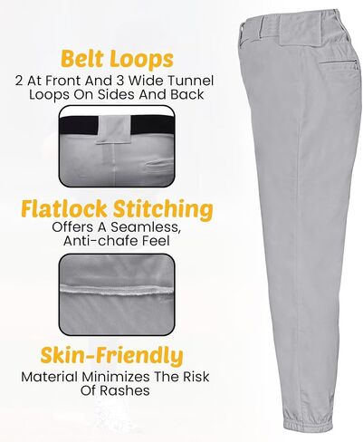 Pull-Up Youth Baseball Pants, Quarter Open Fly Boys Baseball Pants with Durable Snap & Elastic Bottom, T Ball Pants in Saudi Arabia
