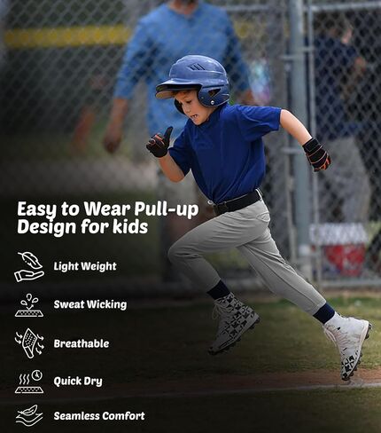 Pull-Up Youth Baseball Pants, Quarter Open Fly Boys Baseball Pants with Durable Snap & Elastic Bottom, T Ball Pants in Saudi Arabia