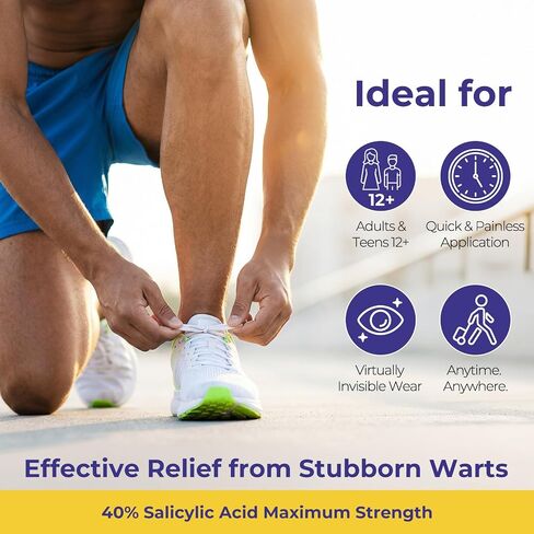 QIYANA Wart Remover Patches, 40% Salicylic Acid Hydrocolloid Patches, Enhanced Adhesive Waterproof Invisible Stickers for Common Plantar Warts, Skin Bumps on Fingers Feet Toes,144 Patches in Kuwait