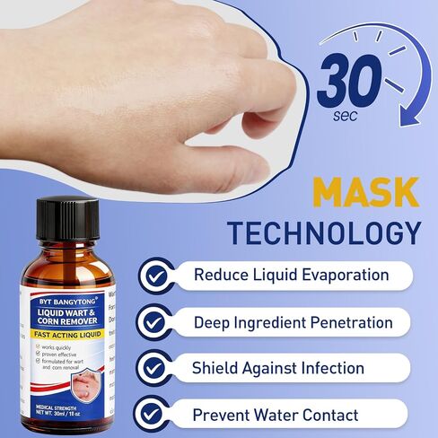 Wart Remover Liquid - Gentle Formula for Plantar Warts, Common & Corn on Feet, Hands and Other External Areas - 17% Salicylic Acid - NET WT: 30ml/ 1fl oz in Kuwait