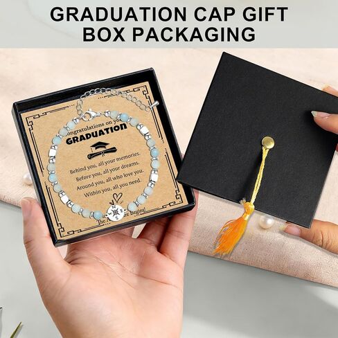 2026 Graduation Gift for Her, Natural Stone Compass Bracelets Gift for Class of 2026, with Unique Grad Cap Box and Gift Card, Adventure Begins Gifts, for Primary Middle School High School College Grads in Saudi Arabia