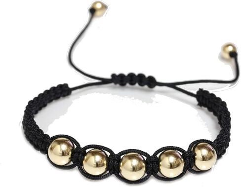 Macrame Braided Round 14k Yellow Gold Bead Bracelet For Women and Men in Saudi Arabia