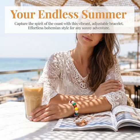 Boho Chunky Beaded Strand Bracelet for Women - Multicolor Acrylic Resin Beaded Bracelet, Adjustable Stackable Statement Jewelry for Summer Festivals in Kuwait