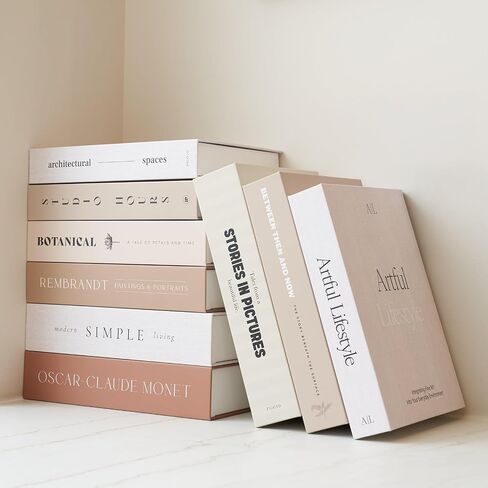 كتب زخرفية جميلة - مجموعة من 9 صناديق تعزز ديكور طاولة القهوة أو رف الكتب أو رف رف الموقد - كتب جمالية مزيفة/صناعية لتزيين المنزل الحديث، وتخزين الصور وكصندوق تذكار in Kuwait