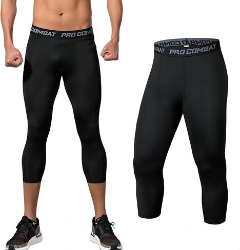Men's Compression 3/4 Leggings Pant,Breathable Running Workout Leggings Compression Tights Pants for Sport in Saudi Arabia