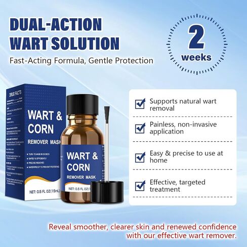Mitreal Wart Remover Liquid with Salicylic Acid for Feet and Hands, Plantar Wart and Corn Remover Freeze Off Formula, Fast Acting Treatment for Common Flat Warts, Corns and Calluses 15 ml (0.5 fl oz) in Saudi Arabia
