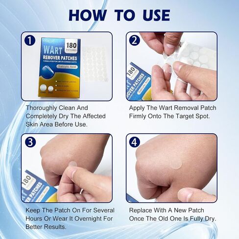Maximum Strength Salicylic Acid Wart Remover Patches, 180 Count, Hydrocolloid Waterproof Invisible Stickers, Easy-to-Use Targeted Care for Plantar and Common Warts-1 Pack in Kuwait