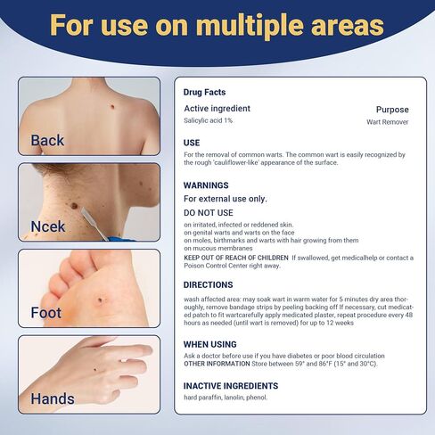Komxsum Wart Remover Patches, Removes Warts from Various Parts of The Body,Fast Acting,Safe and Easy to Use(180PCS) in Kuwait