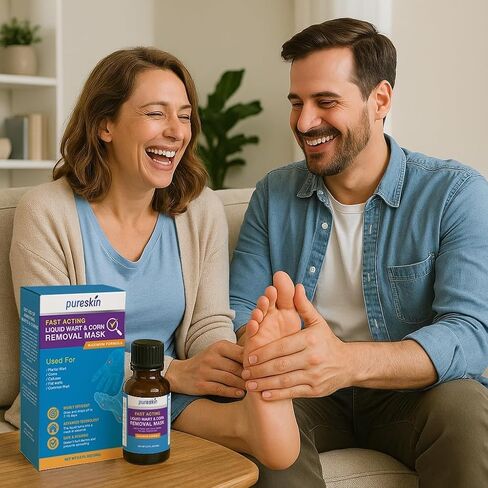 PURESKIN Plantar Wart Corn Remover for Feet: 17% Salicylic Acid Wart Corn Removal Treatment for Corn, Plantar Wart, Common Wart & Flat Wart on Toes, Fingers, feet and Hand - 0.5 Fl Oz (Pack of 1) in Kuwait